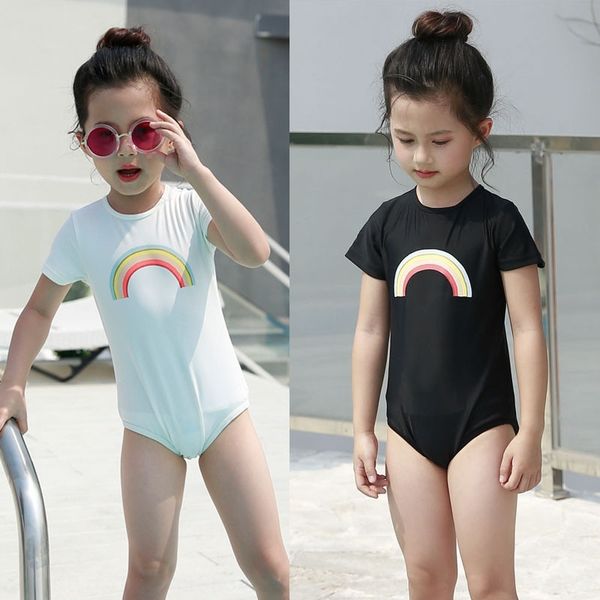 momasong children's rainbow one-piece girl's swimsuit short-sleeved sun-proof quick-drying simple swimsuit, White;black
momasong children's rainbow one-piece girl's swimsuit short-sleeved sun-proof quick-drying simple swimsuit, White;black
