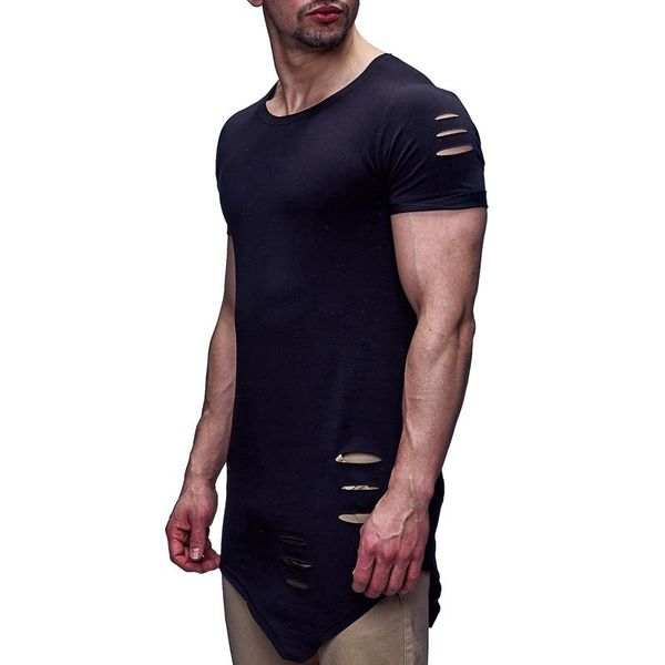 men 's hip hop clothing streetwear male ripped hole design t-shirt high street summer o -neck slim fit tees, White;black
men 's hip hop clothing streetwear male ripped hole design t-shirt high street summer o -neck slim fit tees, White;black