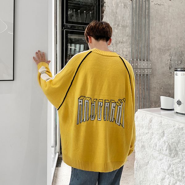 2019 winter new men's korean version of the original youth students loose knit round neck long-sleeved literary casual sweater, White;black
2019 winter new men's korean version of the original youth students loose knit round neck long-sleeved literary casual sweater, White;black
