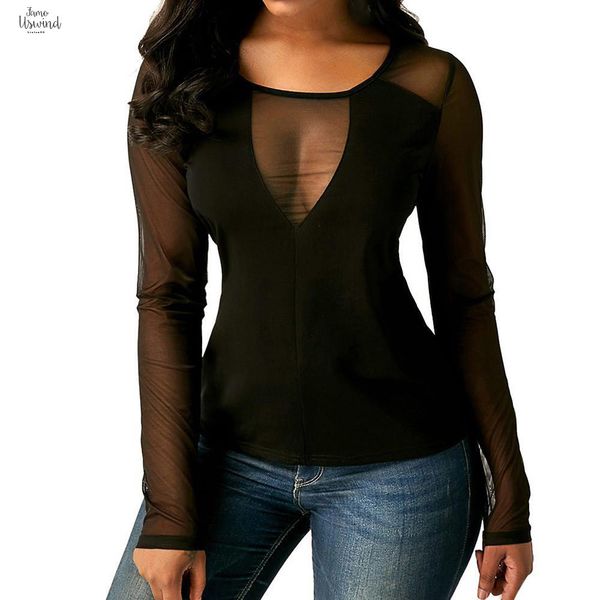 t shirt women black fashion long sleeve shirt o-neck mesh perspective solid t-shirt transparent py, White
t shirt women black fashion long sleeve shirt o-neck mesh perspective solid t-shirt transparent py, White