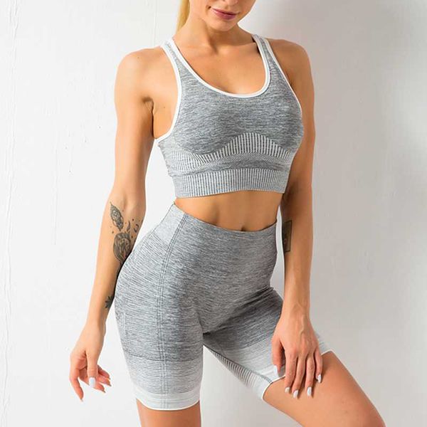 seamless yoga set women gray rid dry fit 2 piece crop tank shorts sport set summer workout outfit fitness clothes gym sets, White;red
seamless yoga set women gray rid dry fit 2 piece crop tank shorts sport set summer workout outfit fitness clothes gym sets, White;red