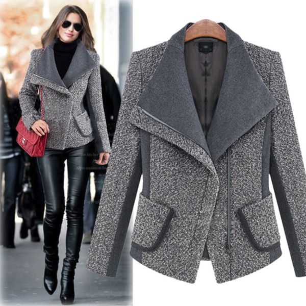 women's wool & blends autumn winter women woolen coat fashion lapel long sleeve patchwork thick short style female outerwear, Black
women's wool & blends autumn winter women woolen coat fashion lapel long sleeve patchwork thick short style female outerwear, Black