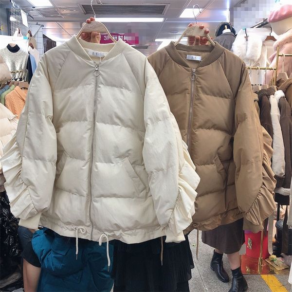 2019 winter new korean version baseball collar loose solid waist cotton padded jacket with ruffle edge down cotton padded women, Black
2019 winter new korean version baseball collar loose solid waist cotton padded jacket with ruffle edge down cotton padded women, Black
