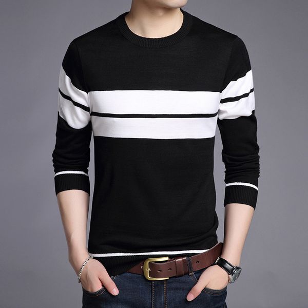 men's sweaters 2021 autumn long-sleeved sweater youth slim versitile striped, White;black
men's sweaters 2021 autumn long-sleeved sweater youth slim versitile striped, White;black