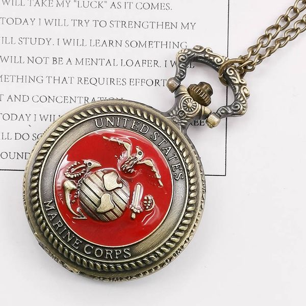 brand bronze red marine corps quartz pocket watches retro men women pendant white dial watches cf1033, Slivery;golden
brand bronze red marine corps quartz pocket watches retro men women pendant white dial watches cf1033, Slivery;golden