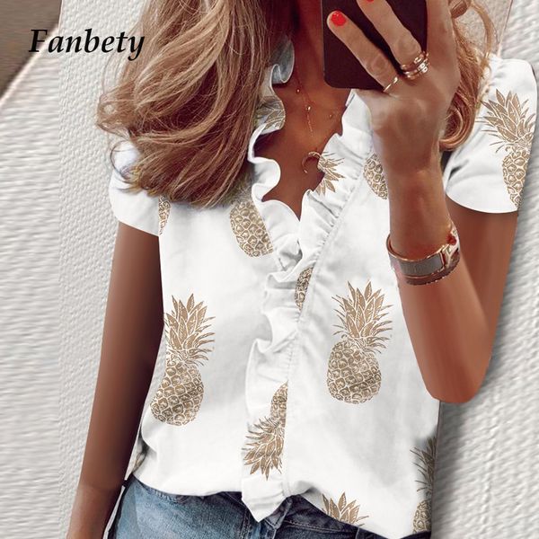 elegant new daisy pineapple print ruffle blouse shirts office lady 2020 summer short sleeve slim blouses women v-neck, White
elegant new daisy pineapple print ruffle blouse shirts office lady 2020 summer short sleeve slim blouses women v-neck, White