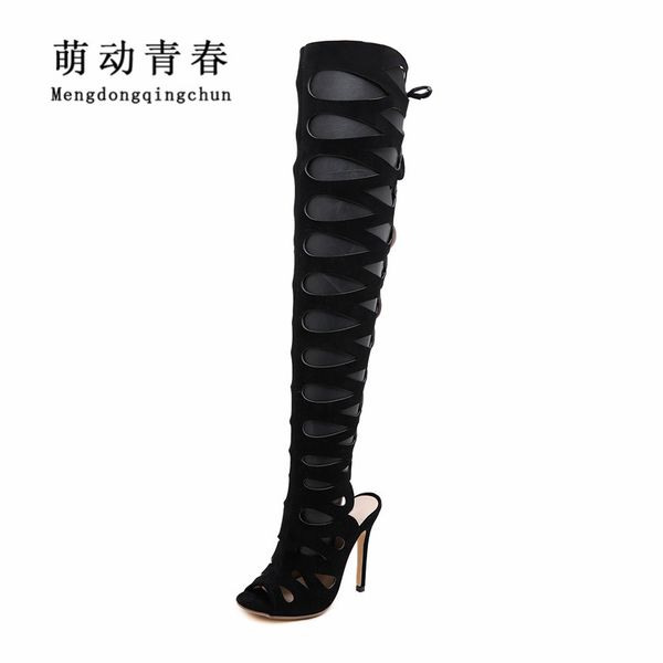 women boots high heeled gladiator sandals lace up black shoes heels hollow out open toe knee high boots summer zapatos
women boots high heeled gladiator sandals lace up black shoes heels hollow out open toe knee high boots summer zapatos