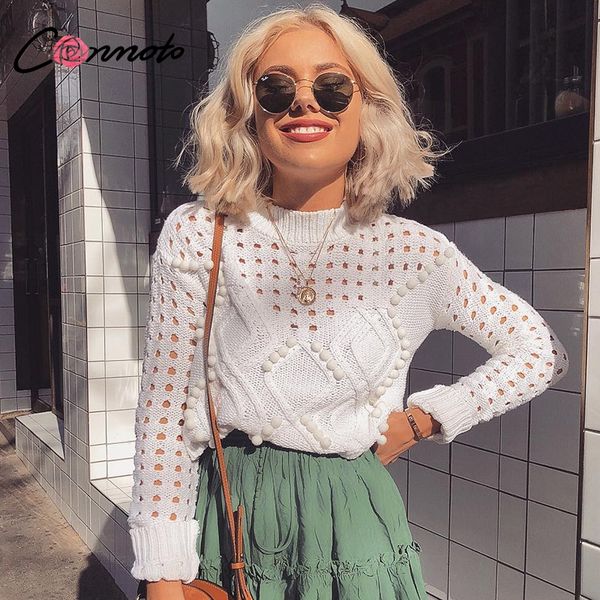 conmoto fashion white hollow out sweaters women 2019 autumn casual thin short knit female high street chic jumpers, White;black
conmoto fashion white hollow out sweaters women 2019 autumn casual thin short knit female high street chic jumpers, White;black
