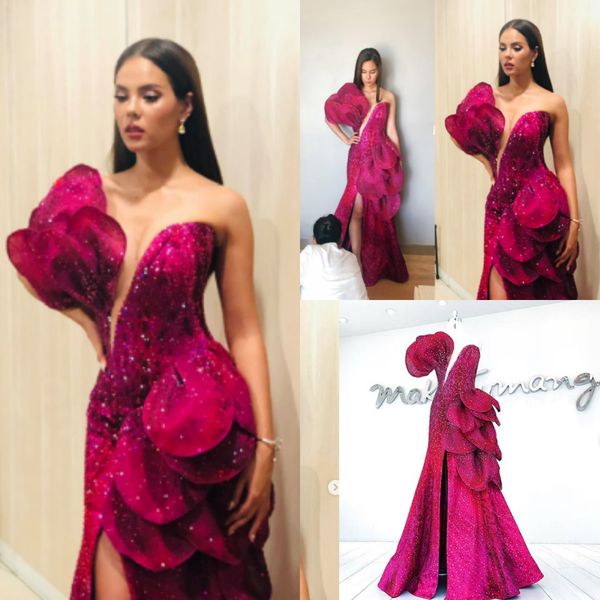 2020 sparkly mermaid вечерние платья милая кружевные бусы оборками арабский сексуальное платье выпускного вечера с высоким разрезом на заказ, Black;red 
2020 sparkly mermaid вечерние платья милая кружевные бусы оборками арабский сексуальное платье выпускного вечера с высоким разрезом на заказ, Black;red