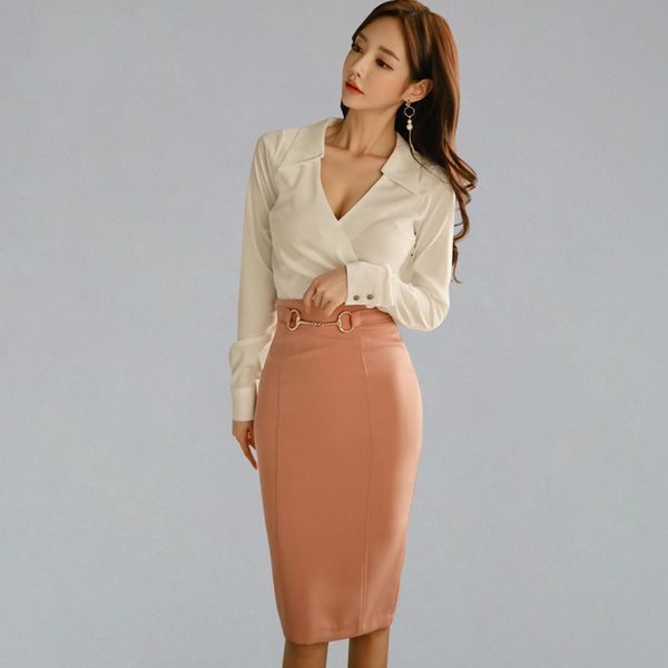 2019 spring 2 pieces suits women solid white shirt + high waist sheath bodycon pencil skirt new work wear set
2019 spring 2 pieces suits women solid white shirt + high waist sheath bodycon pencil skirt new work wear set