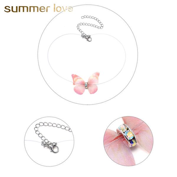 2019 new colorful 3d butterfly chokers necklace for women gift invisible fish line silk elegant crystal necklaces 3d yarn choker, Silver
2019 new colorful 3d butterfly chokers necklace for women gift invisible fish line silk elegant crystal necklaces 3d yarn choker, Silver