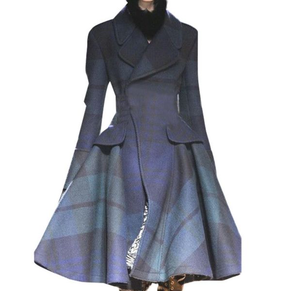 2019 winter vintage high waist woolen coat women lapel slim plaid long wool blends coat plus size 2xl, Black
2019 winter vintage high waist woolen coat women lapel slim plaid long wool blends coat plus size 2xl, Black