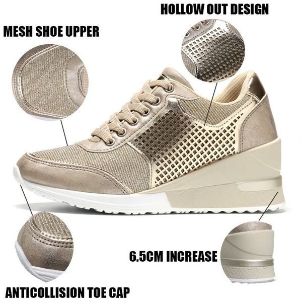 women height increasing walking jogging sneakers 6.5 cm increase gold silver ladies sport running shoes comfortable girl shoes
women height increasing walking jogging sneakers 6.5 cm increase gold silver ladies sport running shoes comfortable girl shoes