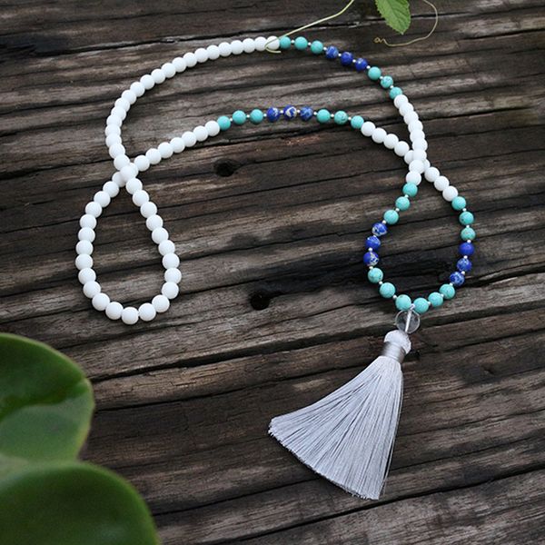 8mm stone beads, white glass, blue with king turquoise,japamala,yoga necklace,spiritual jewelry,meditation beads, 108 mala beads, Silver
8mm stone beads, white glass, blue with king turquoise,japamala,yoga necklace,spiritual jewelry,meditation beads, 108 mala beads, Silver