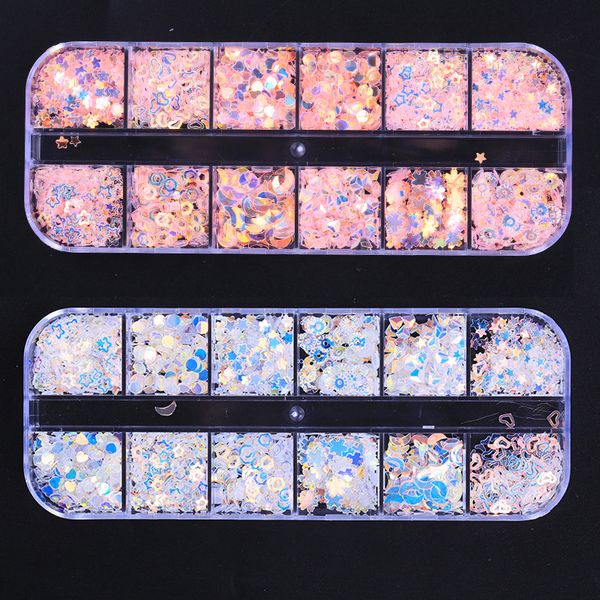1 set mixed shape 3d loose sequins nail glitter flakes 1/2/3mm sparkly diy tips dazzling paillette nail art decorations, Silver;gold
1 set mixed shape 3d loose sequins nail glitter flakes 1/2/3mm sparkly diy tips dazzling paillette nail art decorations, Silver;gold