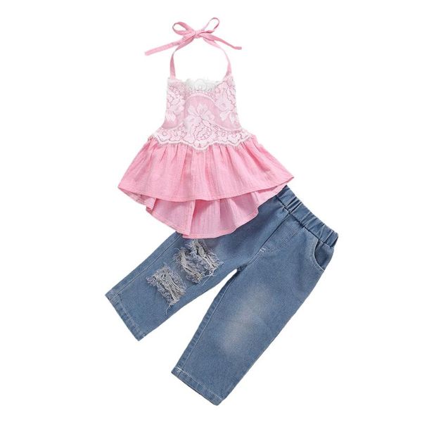new 2pcs toddler kids baby girls clothes sling floral lace ripped denim pants summer outfit set 1-7 years, White
new 2pcs toddler kids baby girls clothes sling floral lace ripped denim pants summer outfit set 1-7 years, White