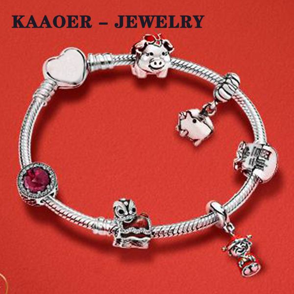 kaaoer jewelry 100% 925 sterling silver charm beads bracelet happy pig lovely red lion dance full gift for girlfriend, Golden;silver
kaaoer jewelry 100% 925 sterling silver charm beads bracelet happy pig lovely red lion dance full gift for girlfriend, Golden;silver