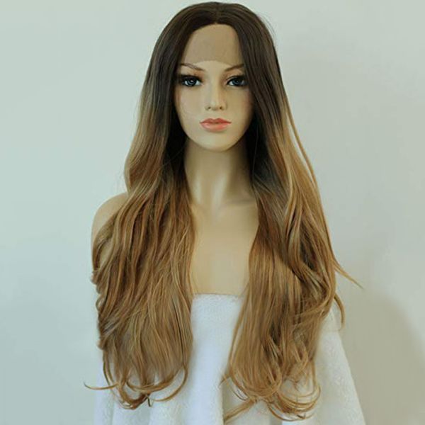 natural wavy wigs for women long synthetic hair ombre brown roots blonde lace front wig for women heat resistant fiber half han, Black;brown
natural wavy wigs for women long synthetic hair ombre brown roots blonde lace front wig for women heat resistant fiber half han, Black;brown
