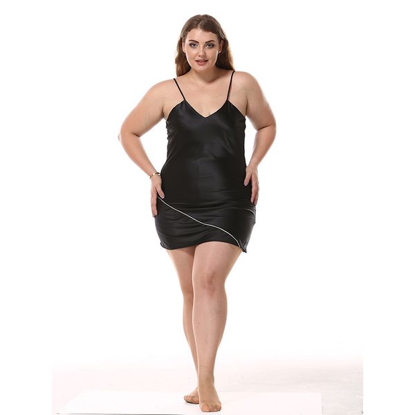 black satin silk nightdress women's big size imitation silk nightgowns v-neck sling short sleeping dress fat mm 3303, Black;red
black satin silk nightdress women's big size imitation silk nightgowns v-neck sling short sleeping dress fat mm 3303, Black;red