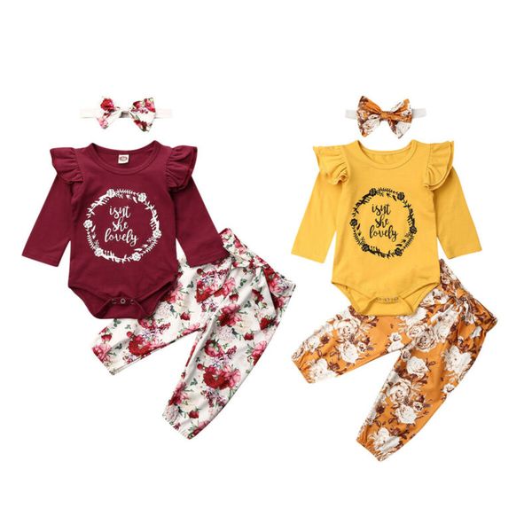pcs newborn infant baby girl clothes ruffle romper jumpsuit floral pants headband fall spring girls clothing, Pink;blue
pcs newborn infant baby girl clothes ruffle romper jumpsuit floral pants headband fall spring girls clothing, Pink;blue