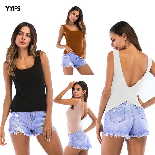 2020 womens new sports vest womens european and american backless cross short camisole sleeveless top, Black;white
2020 womens new sports vest womens european and american backless cross short camisole sleeveless top, Black;white