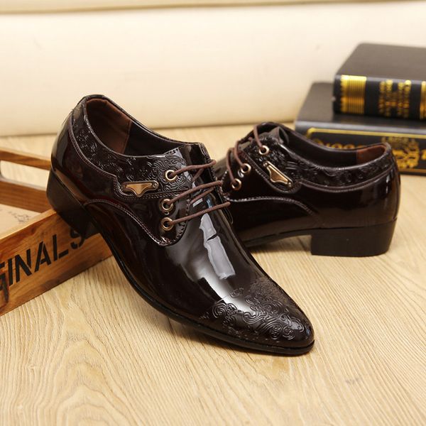 designer patent leather men dress shoes 2019 fashion formal wedding shoes breathable business shoes lace-up flat shoe mens oxfords q-508, Black
designer patent leather men dress shoes 2019 fashion formal wedding shoes breathable business shoes lace-up flat shoe mens oxfords q-508, Black