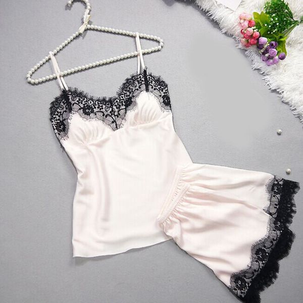 silk pajamas set women summer lace pyjamas satin sleepwear with chest pad v-neck pijama mujer 2 pcs sets lingerie homewear, Black;white
silk pajamas set women summer lace pyjamas satin sleepwear with chest pad v-neck pijama mujer 2 pcs sets lingerie homewear, Black;white