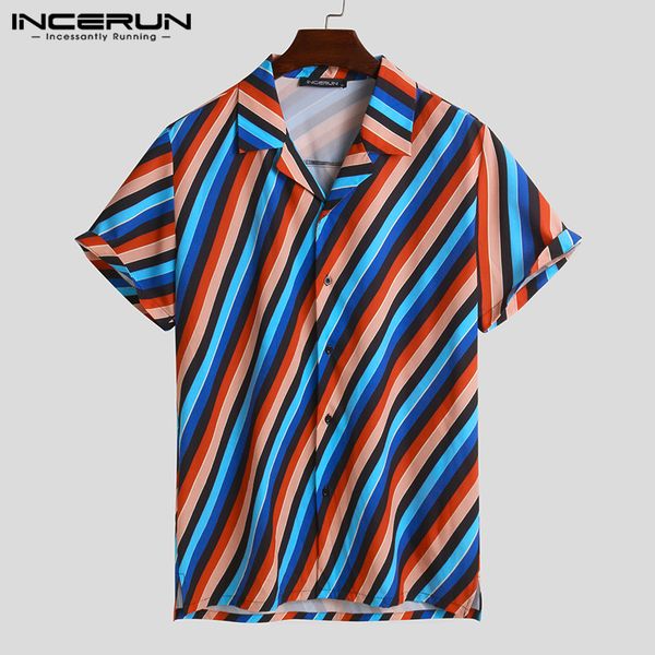 incerun 2020 summer striped shirts man casual short sleeve lapel shirt loose colorful breathable blusas hawaiian plus size, White;black
incerun 2020 summer striped shirts man casual short sleeve lapel shirt loose colorful breathable blusas hawaiian plus size, White;black