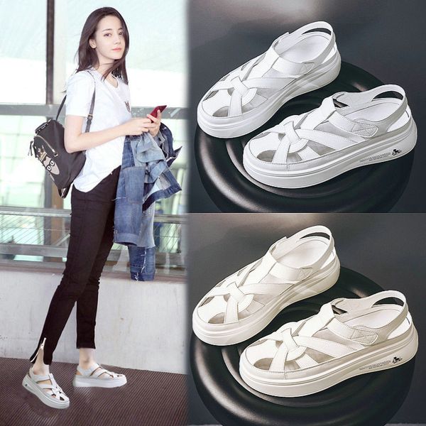 genuine leather women's shoes 2020 new summer breathable casual wild roman sandals female shallow mouth flat white shoes women, Black
genuine leather women's shoes 2020 new summer breathable casual wild roman sandals female shallow mouth flat white shoes women, Black
