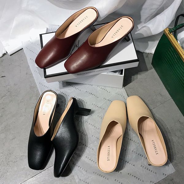 luxury slides socofy shoes women heeled mules slippers heels square toe designer soft high 2019 pu autumn sewing strange style, Black
luxury slides socofy shoes women heeled mules slippers heels square toe designer soft high 2019 pu autumn sewing strange style, Black