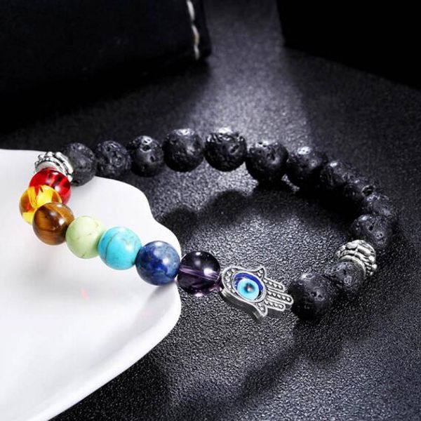 8mm lava energy chakra bracelet colorful beads bracelets hand of hamsa fatima bracelet, Black
8mm lava energy chakra bracelet colorful beads bracelets hand of hamsa fatima bracelet, Black