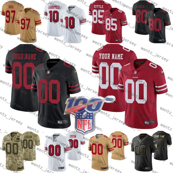 Cu tom men women kid an franci co 13 49er 80 jerry rice 85 george kittle 10 jimmy garoppolo 97 nick bo a 13 nfl montana taley jer ey, Black;red
Cu tom men women kid an franci co 13 49er 80 jerry rice 85 george kittle 10 jimmy garoppolo 97 nick bo a 13 nfl montana taley jer ey, Black;red