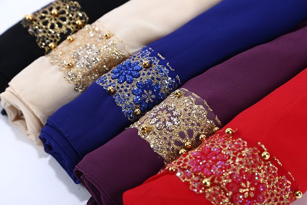 1 pc women's lace chiffon silk gold scarf glitter floral plain hijab muslim pearl nice 9 color scarves/shawls 180*85cm
1 pc women's lace chiffon silk gold scarf glitter floral plain hijab muslim pearl nice 9 color scarves/shawls 180*85cm
