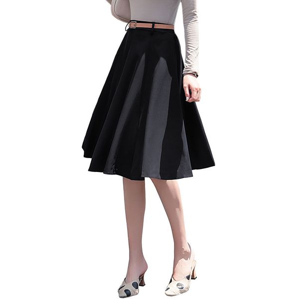 fashion elegant black high waist women a-line skirts simple all-match knee length skirts
fashion elegant black high waist women a-line skirts simple all-match knee length skirts