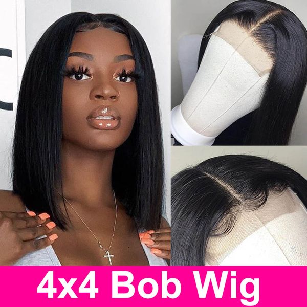 lace closure wig 4x4 straight brazilian short bob lace front human hair wigs pre plucked natural hairline 8-18 inch 150%, Black
lace closure wig 4x4 straight brazilian short bob lace front human hair wigs pre plucked natural hairline 8-18 inch 150%, Black
