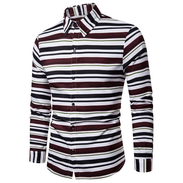 men splicing striped business leisure shirt retro long-sleeved shirt plaid stylish popular new look blouse, White;black
men splicing striped business leisure shirt retro long-sleeved shirt plaid stylish popular new look blouse, White;black