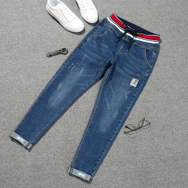 stretch jeans plus size lace up jeans women denim elastic nine cropped patch cuff pencil women pants 5xl, Blue
stretch jeans plus size lace up jeans women denim elastic nine cropped patch cuff pencil women pants 5xl, Blue