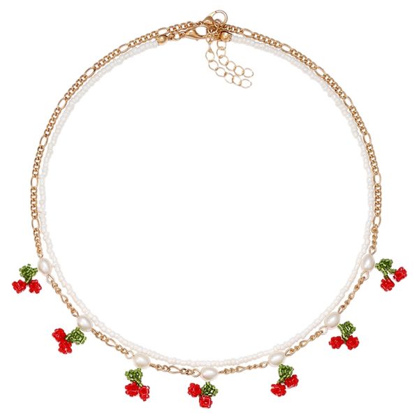 female cherry pearl necklace bohemian clavicle chain hand woven necklace multilayer collar jewelry 2pc, Silver
female cherry pearl necklace bohemian clavicle chain hand woven necklace multilayer collar jewelry 2pc, Silver