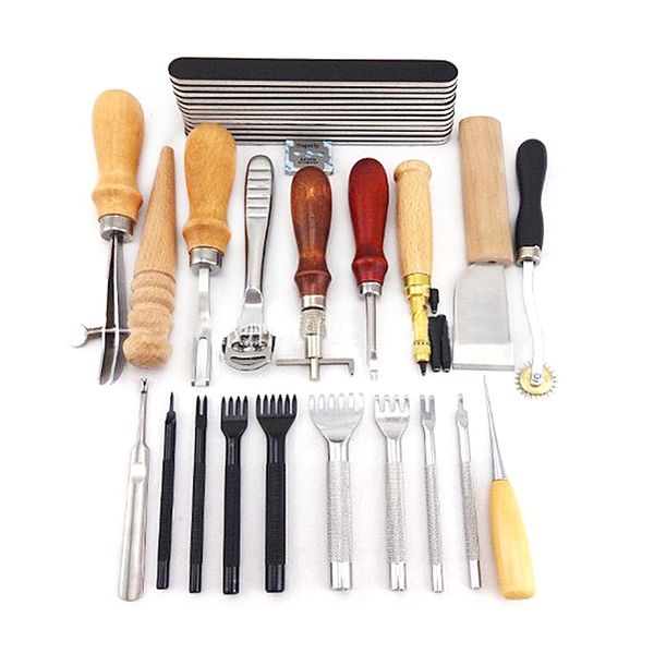 20 pcs leathercraft hand made sewing tool set kit craft leather tools-groover beveler awl punch cutter wxv sale, Black
20 pcs leathercraft hand made sewing tool set kit craft leather tools-groover beveler awl punch cutter wxv sale, Black