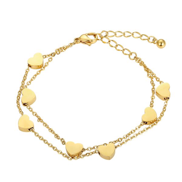 new beauty and elegance double chain seven hearts gold color bracelet for woman titanium steel bracelet jewelry woman gift, Golden;silver
new beauty and elegance double chain seven hearts gold color bracelet for woman titanium steel bracelet jewelry woman gift, Golden;silver