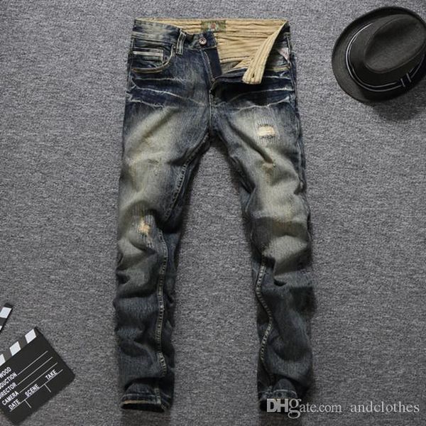 new mens jeans distressed vintage old trend hole 2019 fashion designer pants slim fit motorcycle mens designer jeans, Blue
new mens jeans distressed vintage old trend hole 2019 fashion designer pants slim fit motorcycle mens designer jeans, Blue