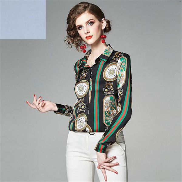 2020 spring summer runway fashion geometric print women's casual office button front turn down neck long sleeve channel shirts blo, White
2020 spring summer runway fashion geometric print women's casual office button front turn down neck long sleeve channel shirts blo, White