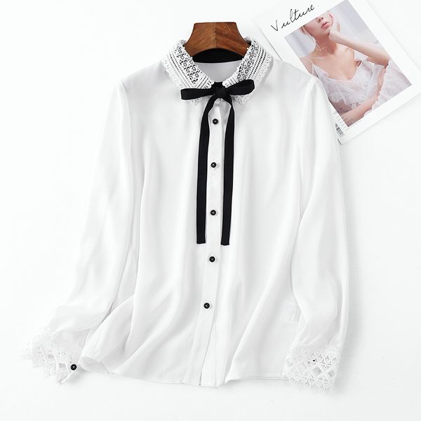 blouse women autumn 2019 new boutique women's wear lace-up lapel long-sleeved blouse temperament chiffon blouse woman, White
blouse women autumn 2019 new boutique women's wear lace-up lapel long-sleeved blouse temperament chiffon blouse woman, White