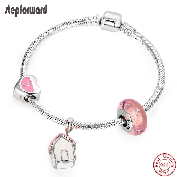 step forward 925 sterling silver love home charms bracelet pink series charm bangles for women vacation style silver jewelry, Golden;silver
step forward 925 sterling silver love home charms bracelet pink series charm bangles for women vacation style silver jewelry, Golden;silver