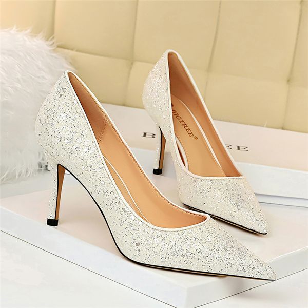 women pumps wedding shoes bling medium high heels lady sequins gold white heels gradient stiletto cinderella shoes big size, Black
women pumps wedding shoes bling medium high heels lady sequins gold white heels gradient stiletto cinderella shoes big size, Black
