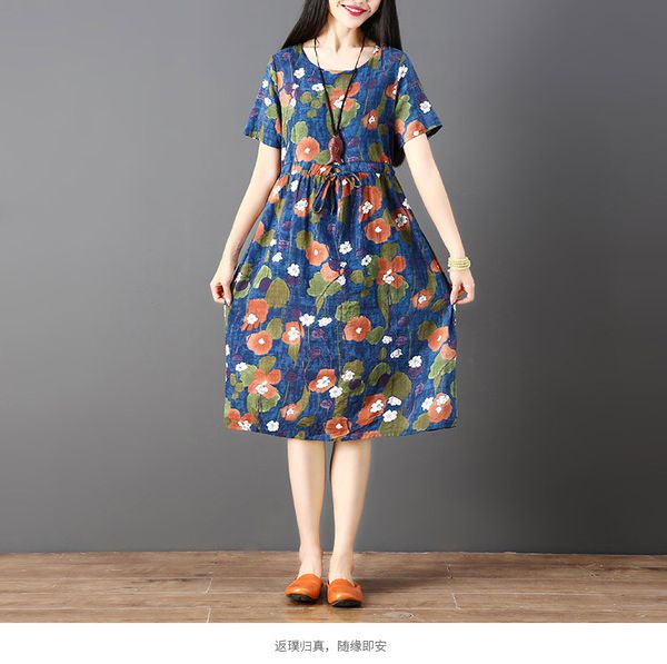 cotton and linen dress vintage waist drawstring short sleeve dress plus size women casual loose summer dress vestidos, Black;gray
cotton and linen dress vintage waist drawstring short sleeve dress plus size women casual loose summer dress vestidos, Black;gray