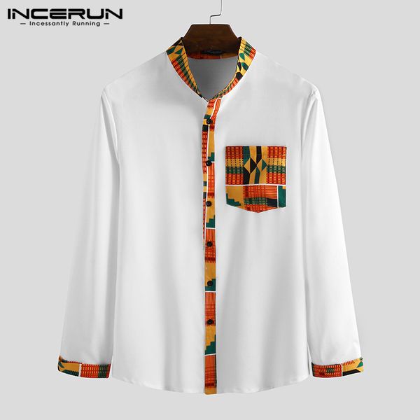 men dress shirt stand collar long sleeve button 2019 ethnic print patchwork shirt dashiki african men clothes s-5xl incerun, White;black
men dress shirt stand collar long sleeve button 2019 ethnic print patchwork shirt dashiki african men clothes s-5xl incerun, White;black
