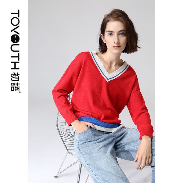 toyouth casual women sweaters hit color loose long sleeve pullovers v-neck autumn sweater female, White;black
toyouth casual women sweaters hit color loose long sleeve pullovers v-neck autumn sweater female, White;black