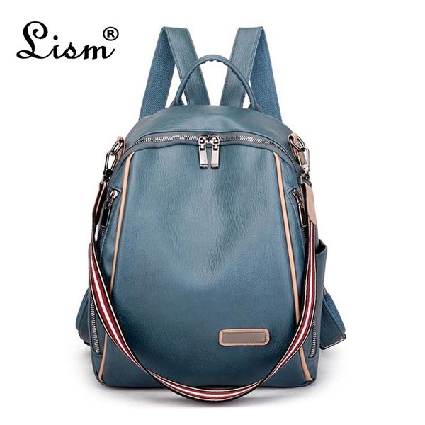 women 's backpack 2020 spring new fashion wild quality soft leather leisure travel large capacity blue color bag purse t200602
women 's backpack 2020 spring new fashion wild quality soft leather leisure travel large capacity blue color bag purse t200602