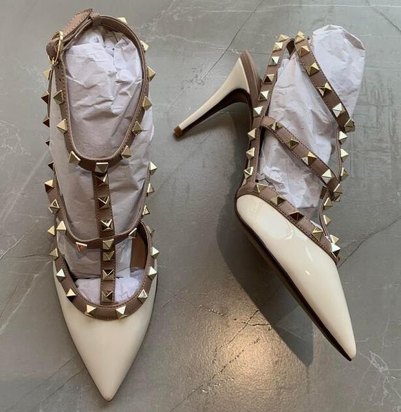 casual designer fashion women pumps white patent leather rock studded spikes rivets point toe strappy high heels shoes wedding heels 34-40, Black
casual designer fashion women pumps white patent leather rock studded spikes rivets point toe strappy high heels shoes wedding heels 34-40, Black